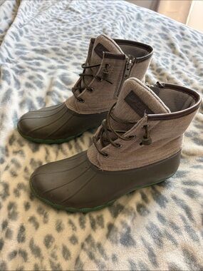Sperry Brown and Green Duck Boots